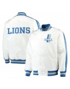 White Detroit Lions Throwback D-Line Satin Jacket