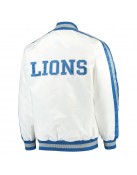 White Detroit Lions Throwback D-Line Satin Jacket