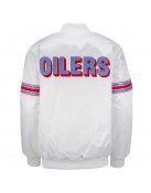 White Houston Oilers Retro Satin Jacket