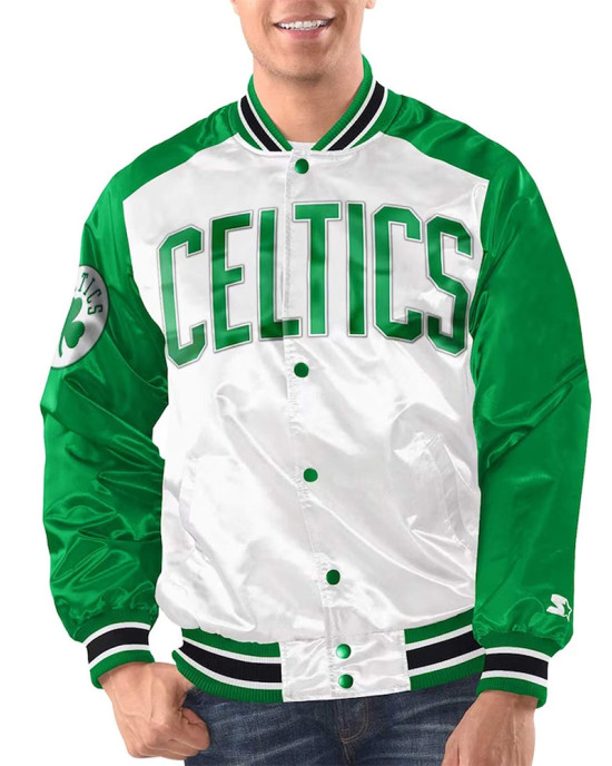 White/Kelly Green Boston Celtics Renegade Varsity Satin Jacket White/Kelly Green Boston Celtics Renegade Varsity Satin Jacket