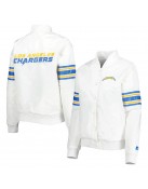 White LA Chargers Line Up Full-Snap Satin Jacket