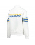 White LA Chargers Line Up Full-Snap Satin Jacket