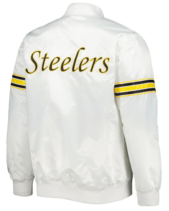 White Pittsburgh Steelers The Power Forward Satin Jacket White Pittsburgh Steelers The Power Forward Satin Jacket