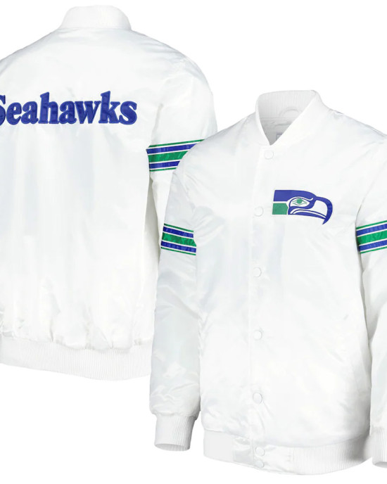 White Seattle Seahawks The Power Forward Satin Jacket White Seattle Seahawks The Power Forward Satin Jacket