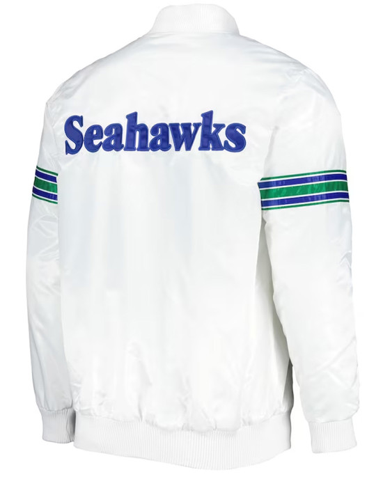 White Seattle Seahawks The Power Forward Satin Jacket White Seattle Seahawks The Power Forward Satin Jacket
