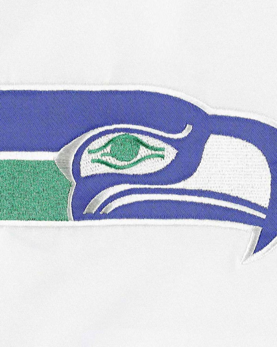 White Seattle Seahawks The Power Forward Satin Jacket White Seattle Seahawks The Power Forward Satin Jacket