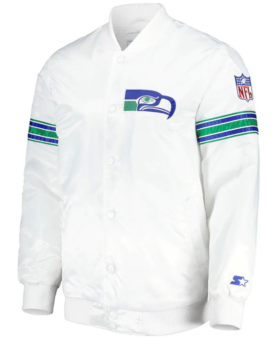 White Seattle Seahawks The Power Forward Satin Jacket White Seattle Seahawks The Power Forward Satin Jacket