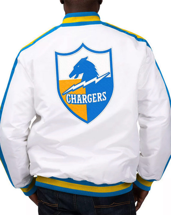 White The D-Line LA Chargers Satin Jacket White The D-Line LA Chargers Satin Jacket