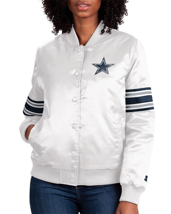 White The Line Up Dallas Cowboys Satin Jacket White The Line Up Dallas Cowboys Satin Jacket