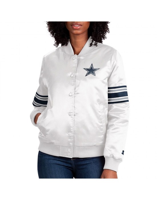 White The Line Up Dallas Cowboys Satin Jacket