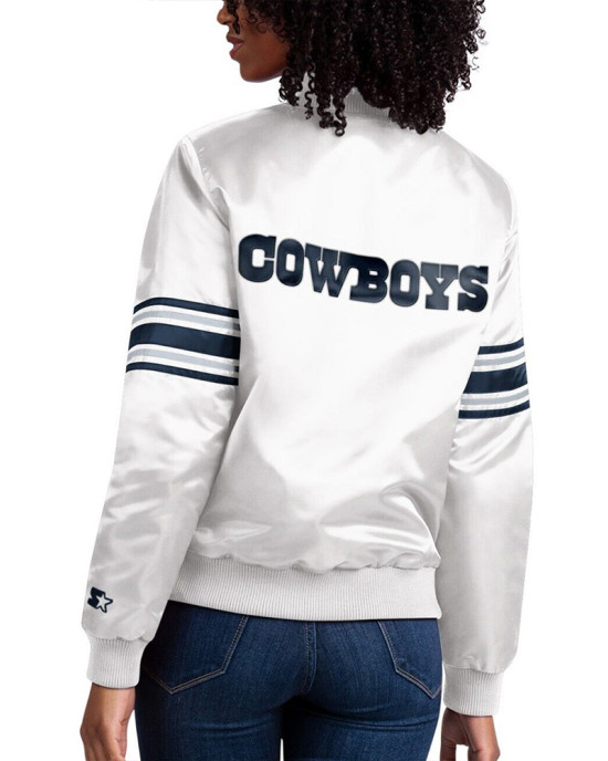 White The Line Up Dallas Cowboys Satin Jacket White The Line Up Dallas Cowboys Satin Jacket