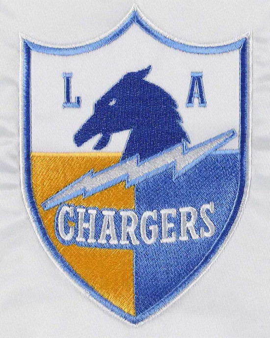 White The Power Forward LA Chargers Satin Jacket White The Power Forward LA Chargers Satin Jacket