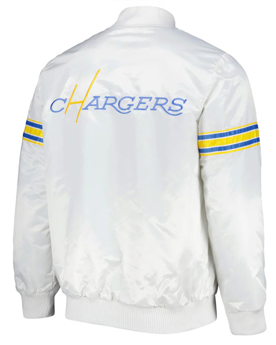 White The Power Forward LA Chargers Satin Jacket White The Power Forward LA Chargers Satin Jacket