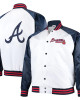 White and Navy Clean-Up Hitter Atlanta Braves Satin Jacket