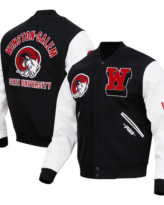 Winston-Salem State Black and White Classic Varsity Jacket Winston-Salem State Black and White Classic Varsity Jacket