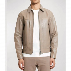 With Love Season 2 Desmond Chiam Beige Leather Jacket