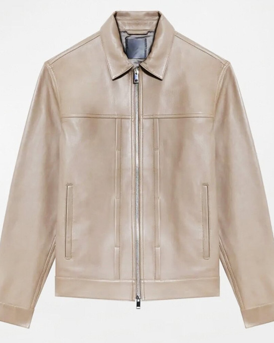 With Love Season 2 Desmond Chiam Beige Leather Jacket