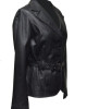 Women Soft Black Leather Belted Jacket