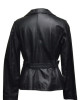 Women Soft Black Leather Belted Jacket
