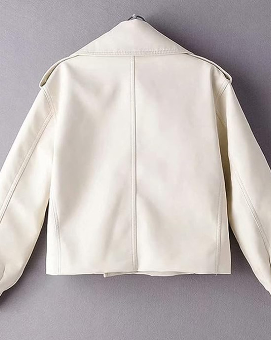 Women's Spring Fashion Retro Long Sleeve Washed PU Leather Solid Color Jacket Women's Spring Fashion Retro Long Sleeve Washed PU Leather Solid Color Jacket