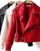 Women's Spring Fashion Retro Long Sleeve Washed PU Leather Solid Color Jacket Women's Spring Fashion Retro Long Sleeve Washed PU Leather Solid Color Jacket