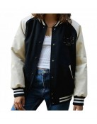 Women's White and Black Iets Frans Bomber Jacket