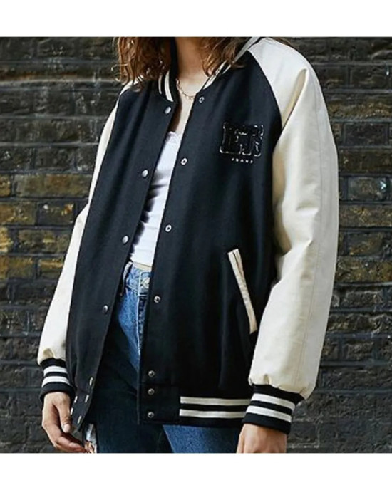 Women's White and Black Iets Frans Bomber Jacket Women's White and Black Iets Frans Bomber Jacket