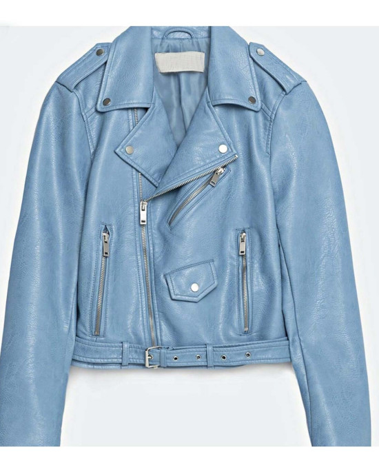 Women’s Baby Blue Motorcycle Leather Jacket Women’s Baby Blue Motorcycle Leather Jacket