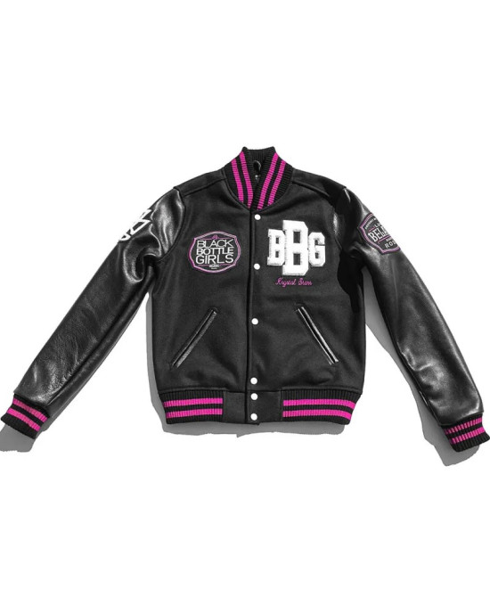 Women’s Black Bottle Girls Varsity Jacket Women’s Black Bottle Girls Varsity Jacket