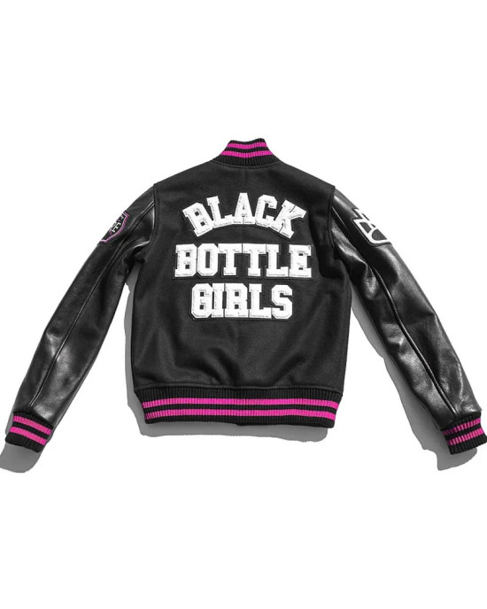 Women’s Black Bottle Girls Varsity Jacket Women’s Black Bottle Girls Varsity Jacket