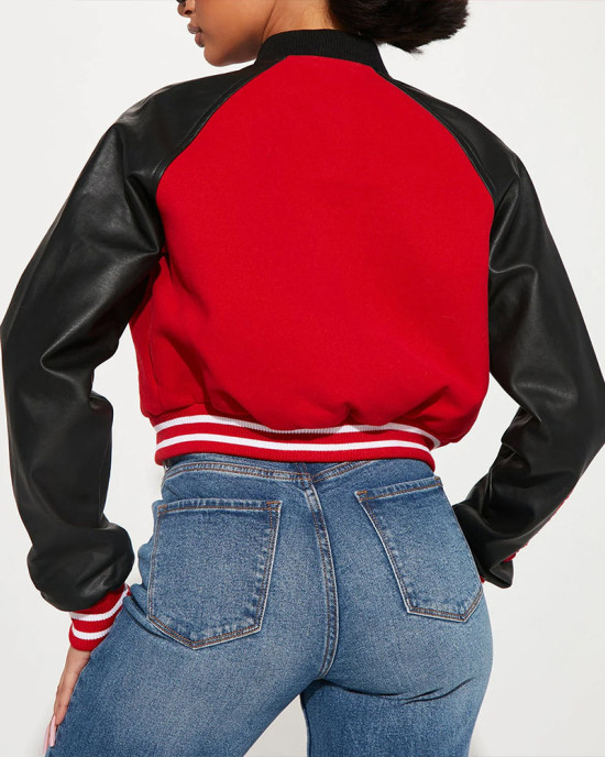 Women’s Chicago Bulls Cropped Varsity Jacket Women’s Chicago Bulls Cropped Varsity Jacket