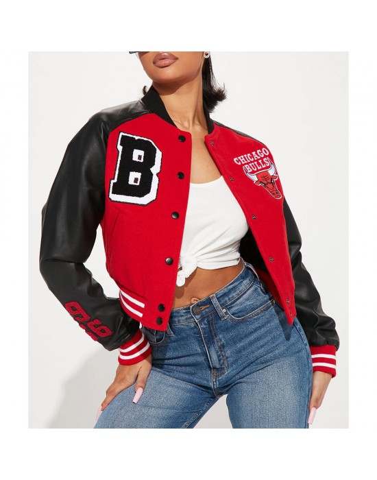 Women’s Chicago Bulls Cropped Varsity Jacket