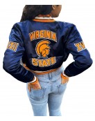 Women’s Cropped Virginia State University Blue Satin Jacket