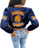 Women’s Cropped Virginia State University Blue Satin Jacket Women’s Cropped Virginia State University Blue Satin Jacket