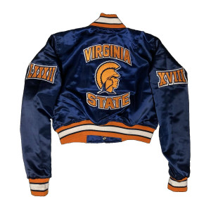 Women’s Cropped Virginia State University Blue Satin Jacket