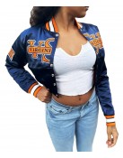 Women’s Cropped Virginia State University Blue Satin Jacket