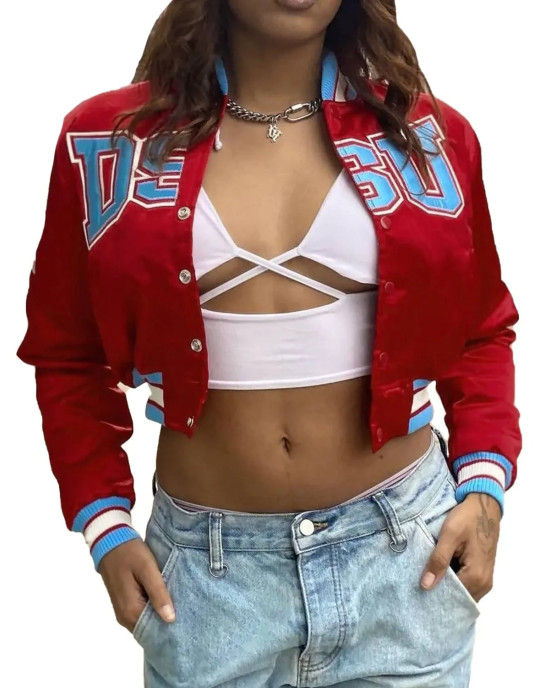 Women’s Delaware State University Cropped Burgundy Jacket Women’s Delaware State University Cropped Burgundy Jacket
