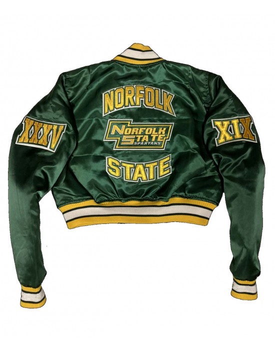 Women’s Embroidered Norfolk State University Green Cropped Jacket