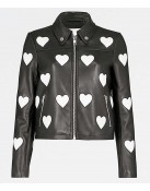 Women’s Maje Heart Motorcycle Leather Jacket