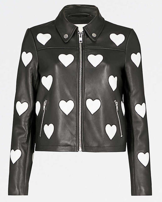 Women’s Maje Heart Motorcycle Leather Jacket Women’s Maje Heart Motorcycle Leather Jacket
