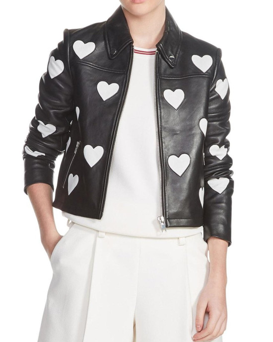 Women’s Maje Heart Motorcycle Leather Jacket Women’s Maje Heart Motorcycle Leather Jacket