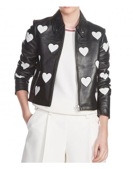 Women’s Maje Heart Motorcycle Leather Jacket