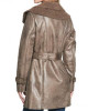 Women’s Mid Length Duster Shearling Belted Leather Coat