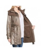 Women’s Mid Length Duster Shearling Belted Leather Coat