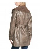 Women’s Mid-Length Shearling Duster Trench Coat