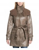 Women’s Mid-Length Shearling Duster Trench Coat