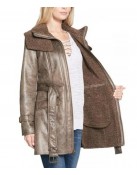 Women’s Mid-Length Shearling Duster Trench Coat