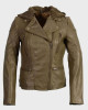 Women’s Olive Notch Collar Motorcycle Leather Jacket