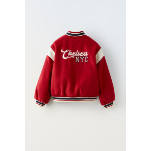 Wool Varsity Bomber Jacket with Patch