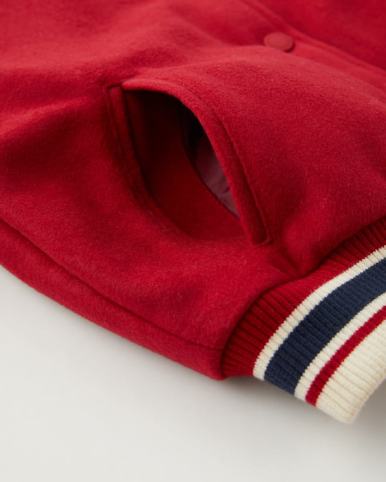 Wool Varsity Bomber Jacket with Patch